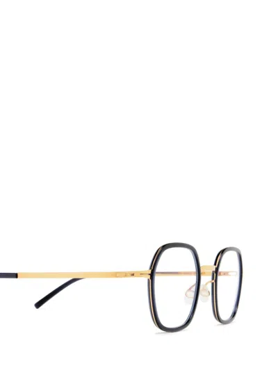 Shop Mykita Eyeglasses In A76-glossy Gold/milky Indigo