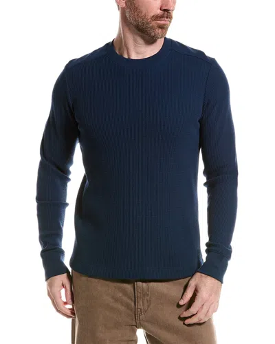 Shop Theory Mattis Crewneck Thermal Shirt In Blue