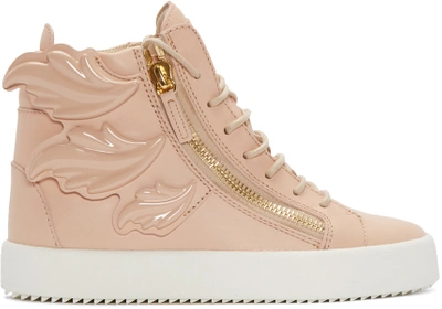 Giuseppe Zanotti Pink Leather Wings London High-top Sneakers In Nude |  ModeSens