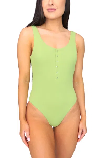 Shop Envya One-piece Swimsuit In Salt And Lime In Green