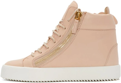 Shop Giuseppe Zanotti Pink Leather Wings London High-top Sneakers