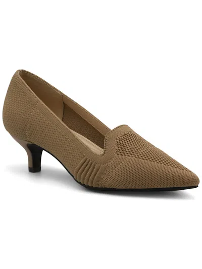 Shop Adrienne Vittadini Skippy Womens Pointed Toe Slip-on Loafer Heels In Beige