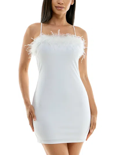 Shop B Darlin Juniors Womens Solid Knit Bodycon Dress In White