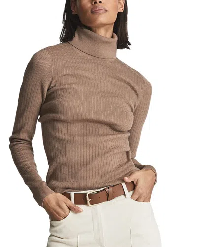 Shop Reiss Nicola Merino Stretch Wool-blend Sweater In Brown