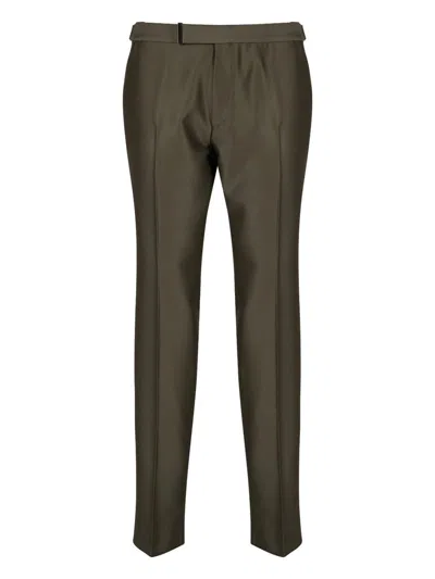 Shop Tom Ford Wool Satin Pants Clothing In Green