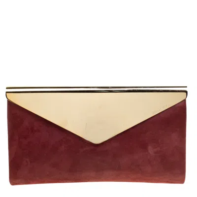 Shop Jimmy Choo Shimmering Leather Charlize Clutch In Red