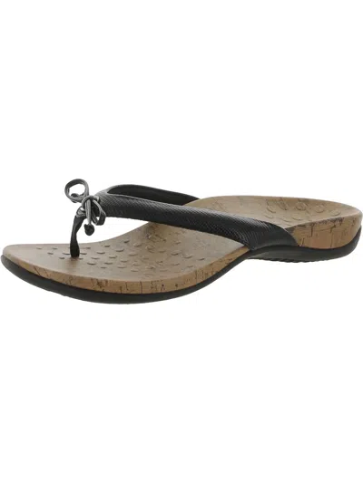 Shop Vionic Cassie Womens Faux Leather Slip On Thong Sandals In Black