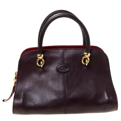 Shop Tod's Tods Dark Leather Sella Satchel In Red