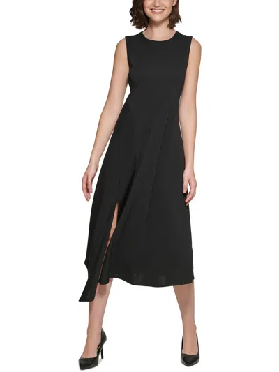 Shop Karl Lagerfeld Womens Solid Matte Jersey Midi Dress In Black