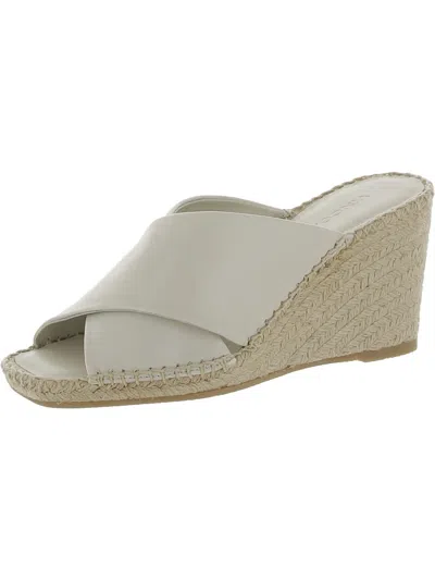 Shop Vince Womens Leather Crisscross Wedge Sandals In White