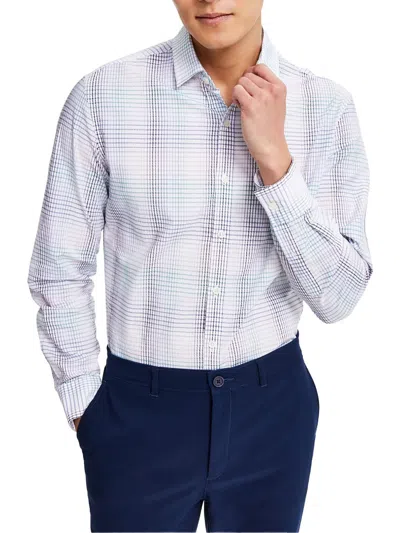 Shop Alfani Mens Woven Collar Button-down Shirt In Purple