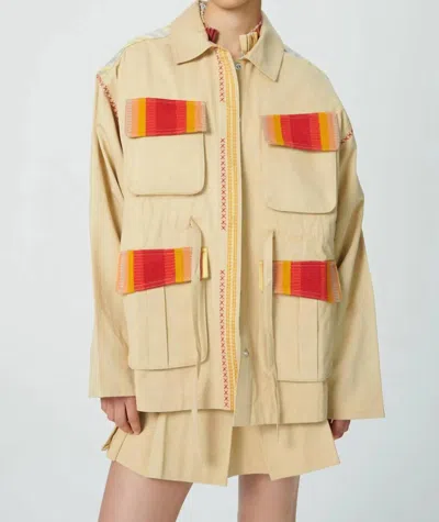 Shop Chufy Cypress Embroidered Jacket In Palm Dye Olive In Beige