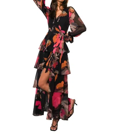 Hutch Bardot Maxi Wrap Dress In Black In Multi
