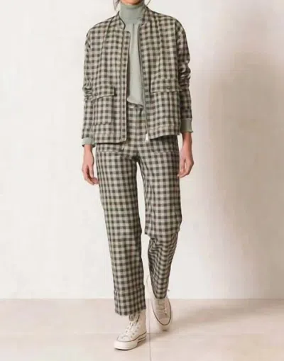 Shop Indi And Cold Vichy Checked Bomber Jacket In Lichen Check In Beige