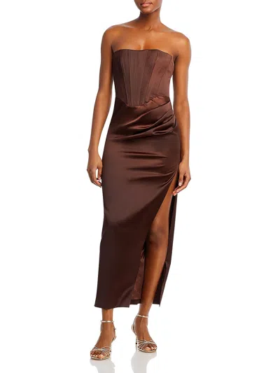 Shop Bardot Womens Satin Midi Dress In Brown