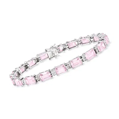 Shop Ross-simons Simulated Pink Sapphire And . Cz Bracelet In Sterling Silver