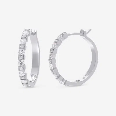 Shop Damiani 18k Gold And Diamond Hoop Earrings 105634 In Silver