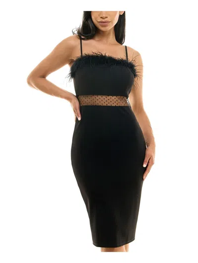 Shop Crystal Doll Juniors Womens Illusion Polyester Midi Dress In Black