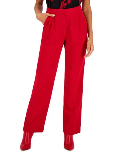 Shop Bar Iii Womens Crepe Wide Leg Dress Pants In Red