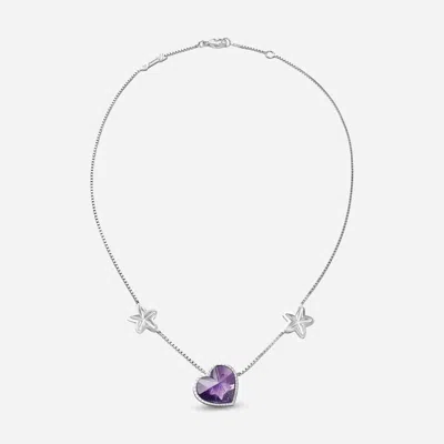 Shop Baccarat Sterling, Crystal Heart And Star Princess Necklace In Purple
