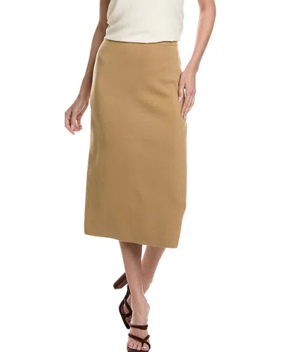 Shop Theory Interlock Wool-blend Pencil Skirt In Brown