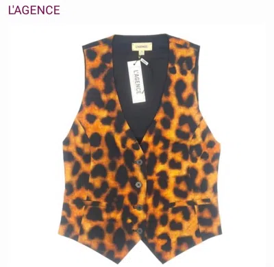 Shop L Agence Drina Vest Top In Leopard Print In Brown