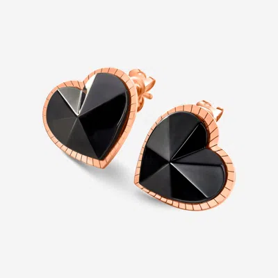 Shop Baccarat 18k Plated On Sterling Silver, Crystal Heart Earrings In Black