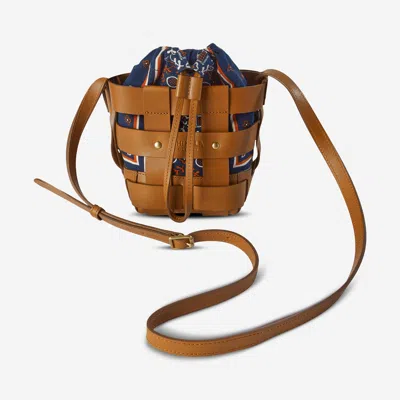 Shop Shinola Bixby Navy Vachetta Leather Bandana Crossbody Bag In Brown
