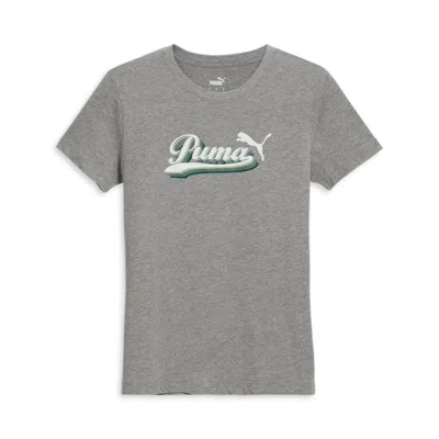 Shop Puma Women's Vintage Script Logo Tee In Grey