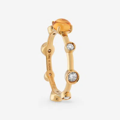 Shop Damiani 18k Yellow Gold, Topaz And Diamond Ring Sz. 7.5 In Silver
