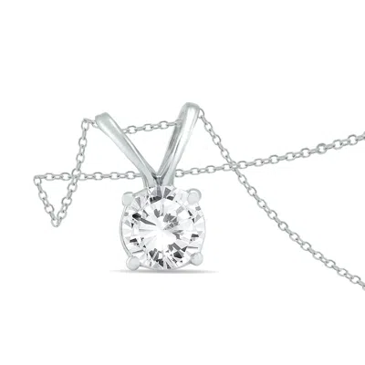 Shop Sselects Premium Quality - 1 Carat Diamond Solitaire Pendant In 14k In Silver