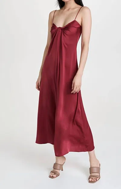 Shop Rosetta Getty Berry Twist Front Slip Dress In Red
