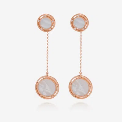 Shop Damiani D. Side 18k Rose Gold Diamond And Mother Of Pearl Drop Earrings In Beige