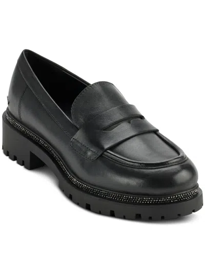 Shop Dkny Rudy Womens Comfort Insole Leather Loafers In Black