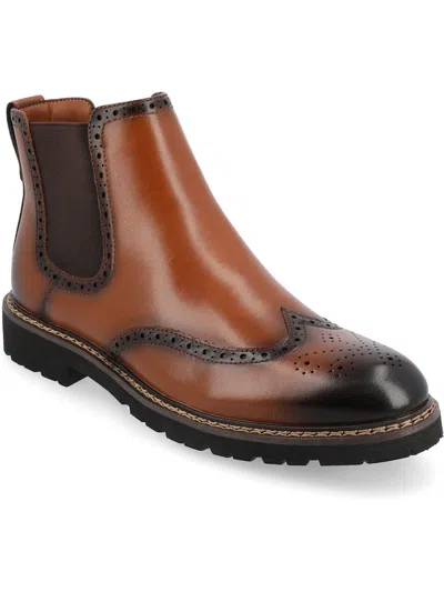Shop Vance Co. Hogan Mens Faux Leather Round Toe Chelsea Boots In Brown