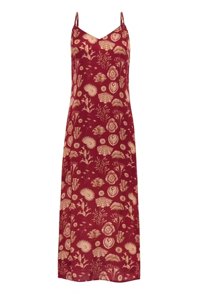 Shop Carolina K Sydney Slip Dress In Corals Burgundy In Pink