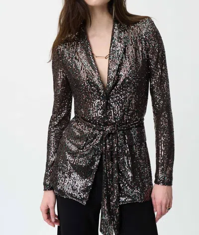 Shop Joseph Ribkoff Sequin Blazer In Black/multi In Silver