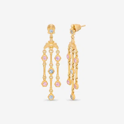 Shop Konstantino Melissa 18k Yellow Gold, Sapphire Chandelier Earrings Skmk03114-18kt-423 In Pink