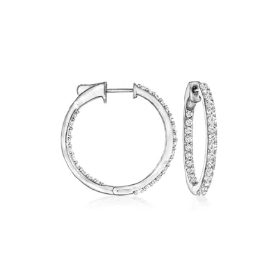Shop Ross-simons Diamond Inside-outside Hoop Earrings In Sterling Silver