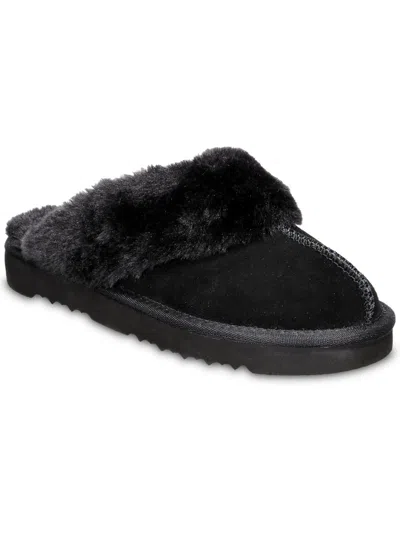 Shop Style & Co Rosiee Womens Supercomff Faux Fur Slide Slippers In Black