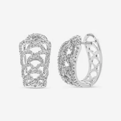 Shop Damiani 18k Gold, Diamond 0.95ct. Tw. Huggie Earrings In Silver