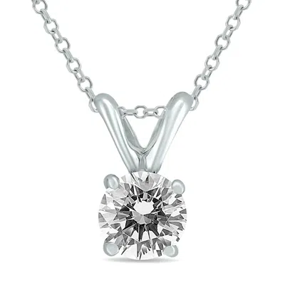 Shop Sselects Premium Quality - 3/4 Carat Diamond Solitaire Pendant In 14k In Silver