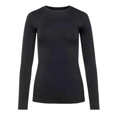 Shop L Agence Tess Crewneck Long Sleeve Tee In Black In Blue