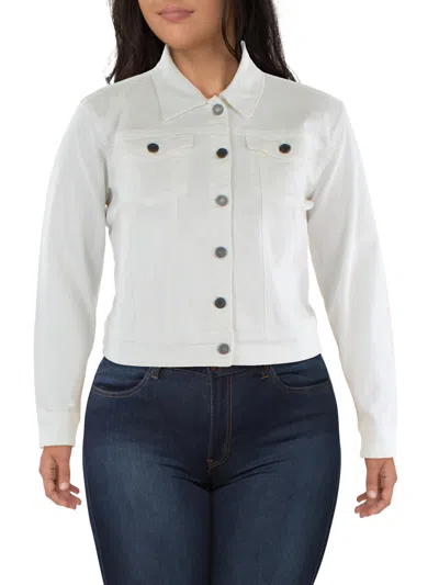 Rubberband Jeans Omayra Womens Collared Warm Denim Jacket In White