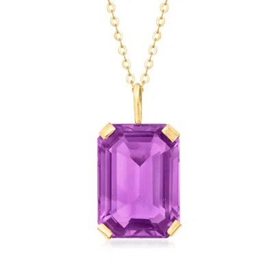 Shop Ross-simons Amethyst Pendant Necklace In 10kt Yellow Gold In Pink