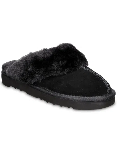 Style & Co Rosiee Womens Supercomff Faux Fur Slide Slippers In Black