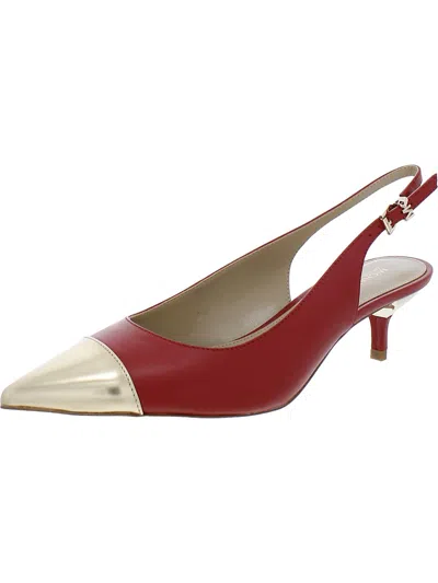 Shop Michael Michael Kors Kadence Womens Leather Pointed Toe Kitten Heels In Red