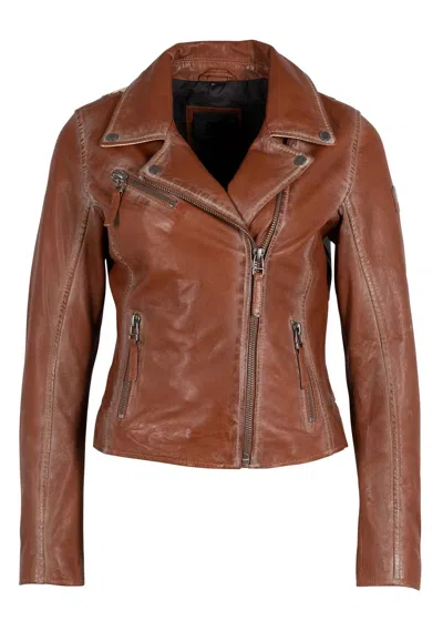 Shop Mauritius Christy Rf Star Detail Leather Jacket In Burnt Orange In Brown
