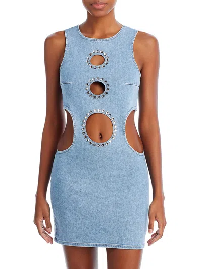 Shop 7 For All Mankind Womens Denim Short Bodycon Dress In Blue