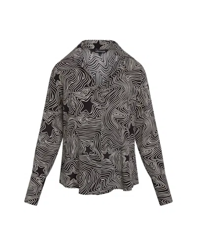 Shop Catherine Gee Women's Daria French Cuff Silk Blouse In Bowie Star In Grey